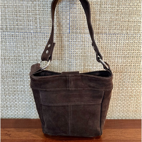 🌟HP🌟VTG 1970s-80s Dark Brown Mod Suede Pony Shoulder Bag w/ Calf Hair-On Hide - Picture 13 of 16